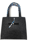Witzgall Filztasche dunkelgrau Blaumix 38cm x 20cm  mit Stoffzug Einkaufstasche Filztasche