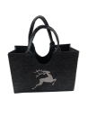 Witzgall Filztasche dunkelgrau mit springendem gestickten Hirsch in silber