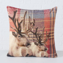 Boltze Dekokissen Baldur Rotbraun mit Hirschmotiv 45cm x 45cm Dekokissen Zierkissen Motivkissen