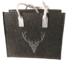 Filztasche Viviana dunkelgrau Geweih 42x34x24 cm mit Henkel