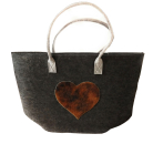 Filztasche Renate XL Fellherz dunkelgrau  60x38x27 cm mit Henkel