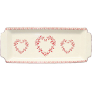 Servierplatte beige mit rotem Herz 38x15cm im Landhausstil
