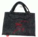 Witzgall Filztasche dunkelgrau Hirsch Berge rot 29 cm x 15 cm Trachtentasche Filztasche Henkeltasche