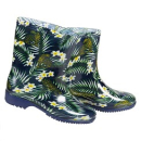Angro Damen Regenstiefel Dschungel blau Kurzschaft 24 cm Wasserabweisend Regenstiefel