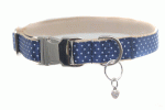 Hundehalsband Dotty Gr.S blau mit weißen Pünktchen 1,5cm Breite