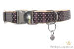 Hundehalsband Dotty braun M mit weißen Pünktchen 2,0cm Breite