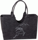 Witzgall Filztasche dunkelgrau mit Hirsch in silber bestickt 40 cm x 20 cm H 27 cm Trachtentasche Shoppertasche Einkaufstasche
