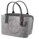 Gilde Handwerk Filztasche Pferdekopf Hellgrau 40 x 25 x 26 cm