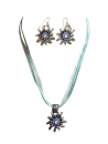 Trachtenschmuck Set Kette und Ohrringe  mit Edelweiß hellblau - Kopie