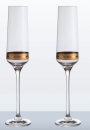 Kisslinger Sektglas Austria Band Gold 2er Set H26cm Sektflöte mundgeblasen Handgefertigt Hochwertig Sektflöte Goldrand