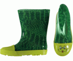 Angro Kinder Regenstiefel Gummistiefel mit Gesicht grün Schlange Kurzschaft Höhe ca. 15 cm