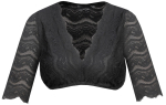 Marjo Dirndlbluse Gina-Lotta halbarm schwarze Spitze V-Ausschnitt