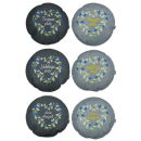 Filzkissen Wildblumen rund dunkelgrau hellgrau bestickt und Spruch Ø 40 cm H 5cm