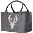 Gilde Handwerk Filzwalktasche dunkelgrau mit Hirsch 40x30x8