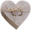 Home Collection Boltze Filzuntersetzer Herzform beige Antler Glasuntersetzer mit Geweih 6 Stück im Set