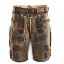 Maddox Herren Lederhose Buchner beige antik mit blauer Stickerei