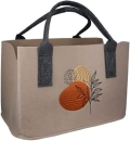 Gilde Handwerk Filztasche beige Lugato bestickt beige 26 H x 25 B x 40T Shoppertasche mit Henkel Einkaufstasche