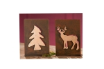 Gilde 2er Set 3D-Teelichtleuchter Baum/Hirsch braun-gold