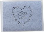 Boltze Platzsets Tischsets Filz  grau 4er Set 45cm x 35cm Essunterlage mit Spruch Grüß Gott im Herz