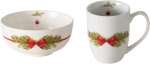 Boltze Home Geschirrset Noelle Tasse Schale 2 teilig Weihnachten Tannenzweig