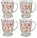 Boltze Home Collection Trinkbecher Ginger Glühweinbecher 490 ml 4 teiliges Set Lebkuchenmotiv