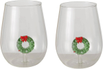 Boltze Home Trinkglas Wreathy H 12cm 2er Set Handgefertigt