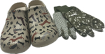 Damen Gartenclogs Dackel mit passenden Gartenhandschuhen 2 teiliges Gartenset