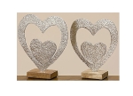 Boltze 2er Set Aufsteller Herz 20 und 22 cm Materialmix