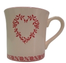 Kaffeetasse Kaffeebecher beige mit rotem  Herz 0,35 L - Kopie