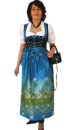 Spieth & Wensky Langes  Dirndl in Türkis 90 cm Rosaria
