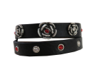 Trachtenarmband  Leder schwarz mit Rosen und Strass - Kopie