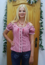 Rote Minikarobluse mit Carmenarm