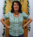 Kleinkarierte grün weiße Bluse Egave mit Puffarm