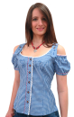 Blau karierte Bluse Fallas mit Carmenarm